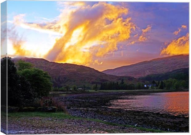    Loch a Choire sunset                            Canvas Print by Anthony Kellaway