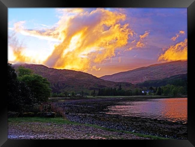    Loch a Choire sunset                            Framed Print by Anthony Kellaway