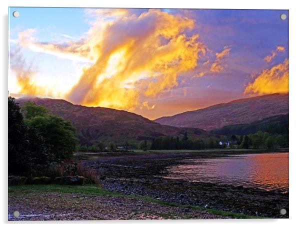    Loch a Choire sunset                            Acrylic by Anthony Kellaway