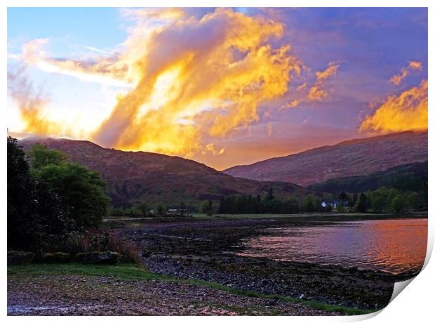    Loch a Choire sunset                            Print by Anthony Kellaway