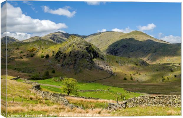 Fells Below Coniston Old Man Lake District Cumbria Canvas Print by Nick Jenkins