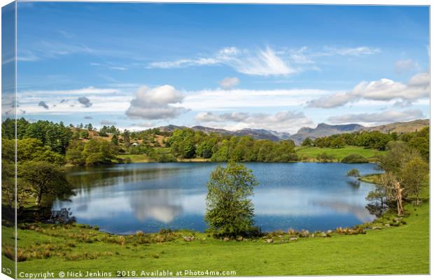 Loughrigg Tarn Landscape Lake District in Spring Canvas Print by Nick Jenkins
