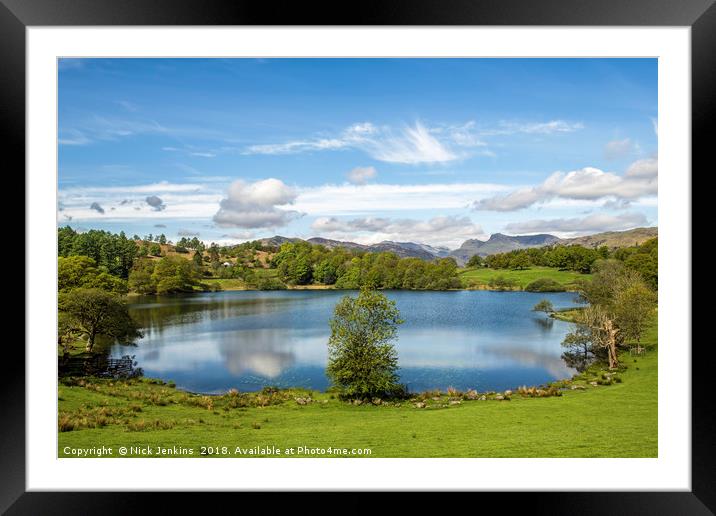 Loughrigg Tarn Landscape Lake District in Spring Framed Mounted Print by Nick Jenkins