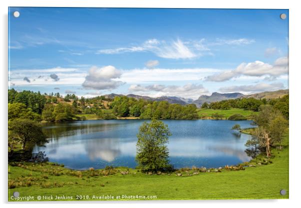 Loughrigg Tarn Landscape Lake District in Spring Acrylic by Nick Jenkins