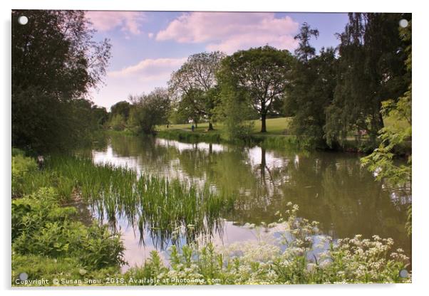 Pittville Park Lake, Cheltenham Acrylic by Susan Snow