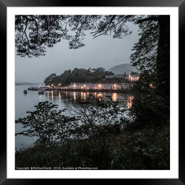 At 22:10hrs a drizzly evening across Loch Portree Framed Mounted Print by Richard Smith