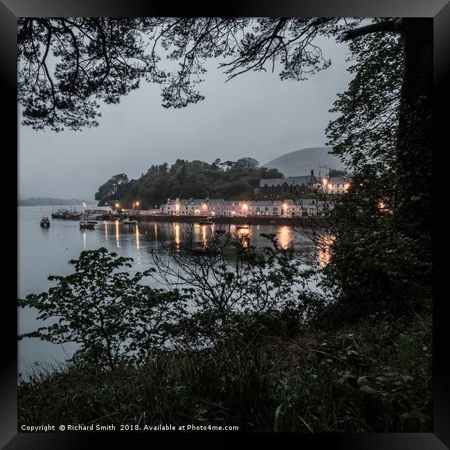 At 22:10hrs a drizzly evening across Loch Portree Framed Print by Richard Smith