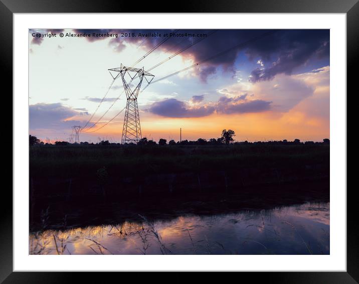 Lattice Towers Sunset Framed Mounted Print by Alexandre Rotenberg