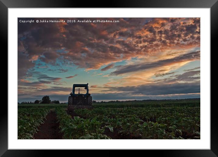Tractor Parked On The Potato Fields Framed Mounted Print by Jukka Heinovirta
