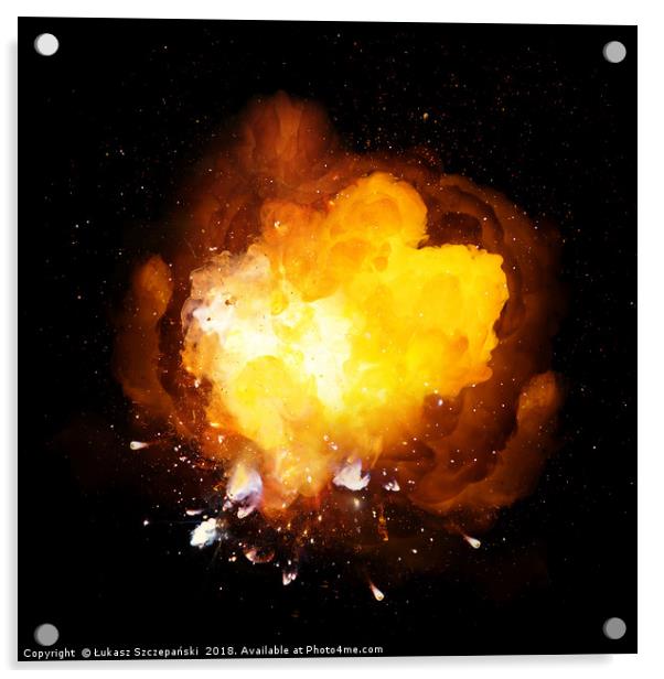 Hot fiery bomb explosion Acrylic by Łukasz Szczepański