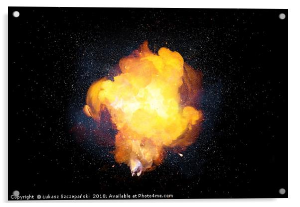 Fiery explosion with sparks and smoke Acrylic by Łukasz Szczepański