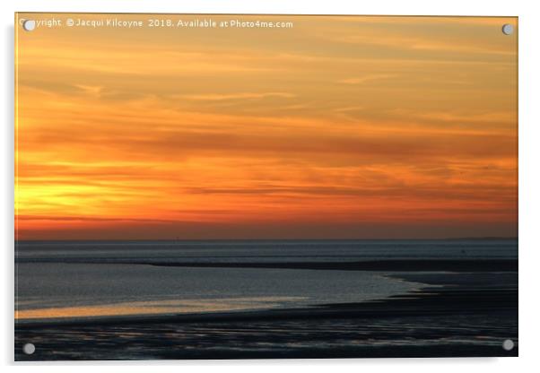 Sunset at Knott End on Sea Acrylic by Jacqui Kilcoyne