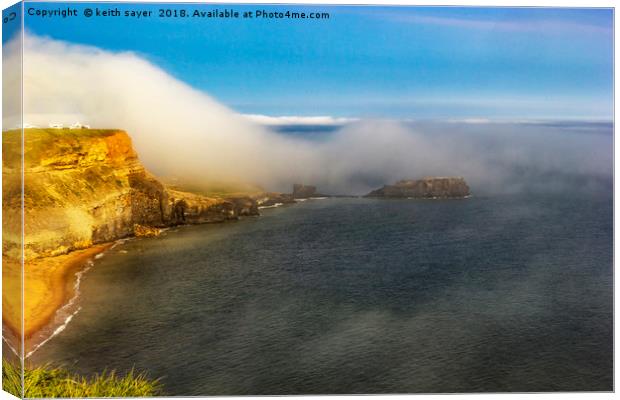 Saltwick Bay as the fog rolls in  Canvas Print by keith sayer