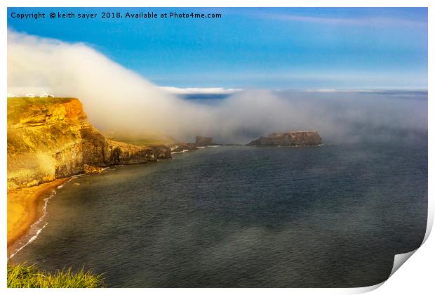 Saltwick Bay as the fog rolls in  Print by keith sayer
