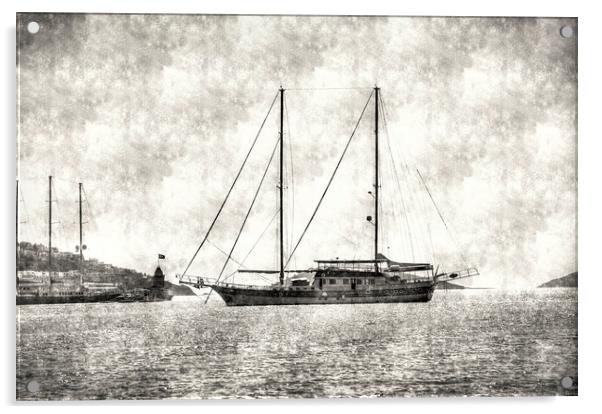 Vintage Schooner Acrylic by David Pyatt