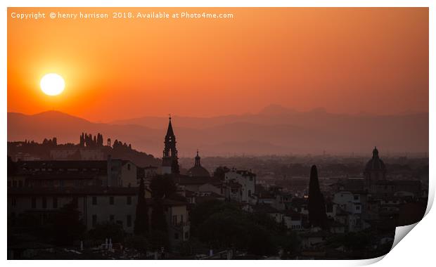 Florence Sunset Print by henry harrison