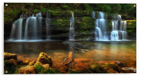 Sgwd y Pannwr Waterfalls Acrylic by Leighton Collins