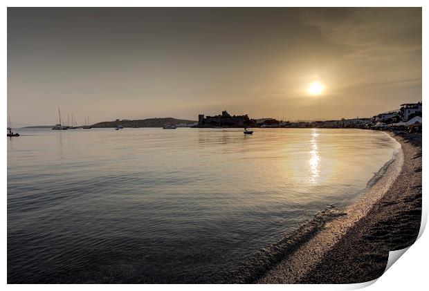 Bodrum Bay Sunset Print by David Pyatt