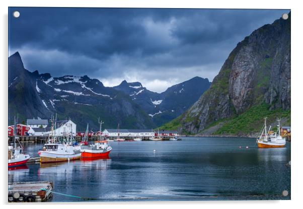 Harbor on the Lofoten in Norway. Acrylic by Hamperium Photography