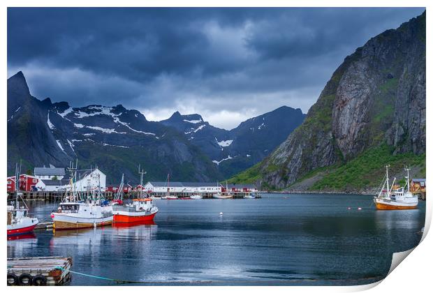 Harbor on the Lofoten in Norway. Print by Hamperium Photography