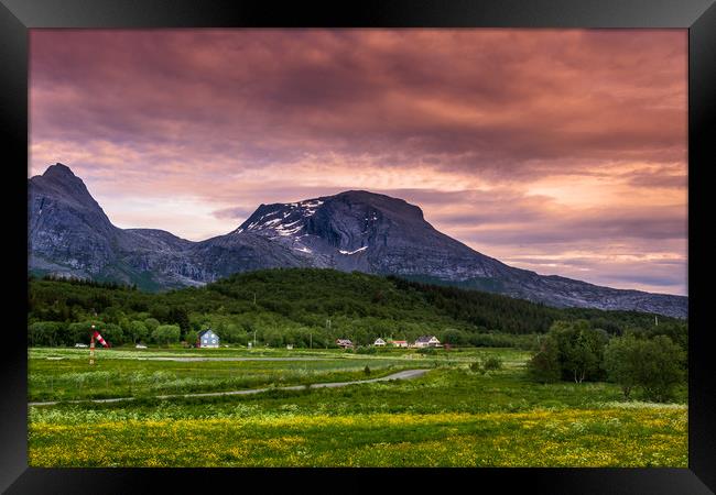 Sunset in Norway Framed Print by Hamperium Photography