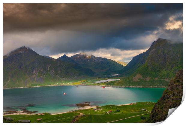 Hiking on the Lofoten Print by Hamperium Photography