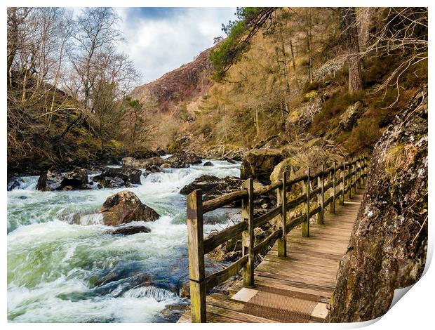 A Walk by the River Glaslyn at Beddgelert. Print by Colin Allen