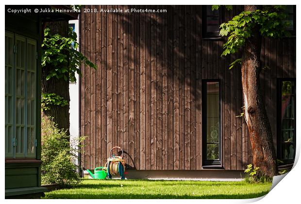 Garden Tools Beside A Modern Building Print by Jukka Heinovirta