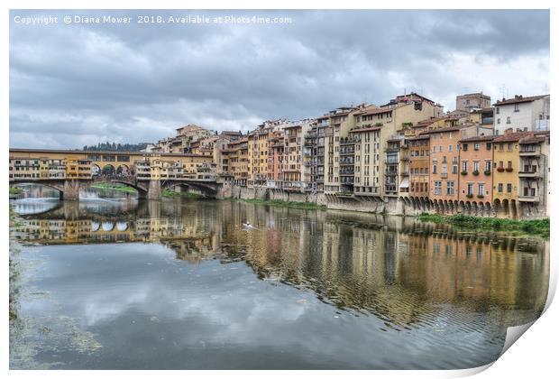Ponte Vecchio and the river Arno Florence. Print by Diana Mower