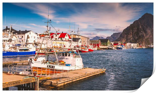 Fishing boat in Norway Print by Hamperium Photography