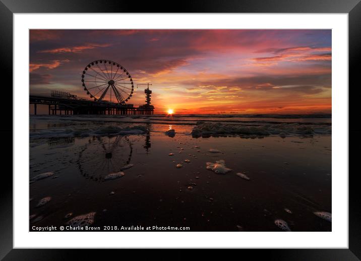 Sunset at The Hague beach Framed Mounted Print by Ankor Light