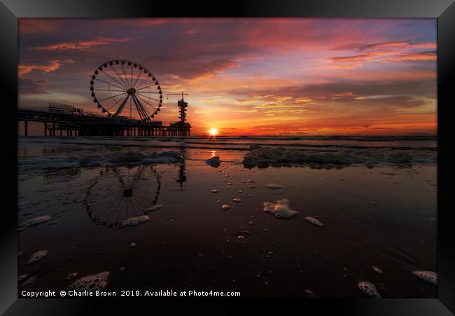 Sunset at The Hague beach Framed Print by Ankor Light