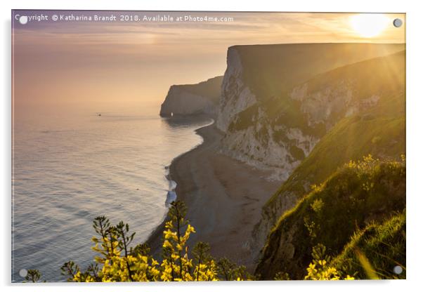 Sunset along the Jurassic coast in Dorset, England Acrylic by KB Photo