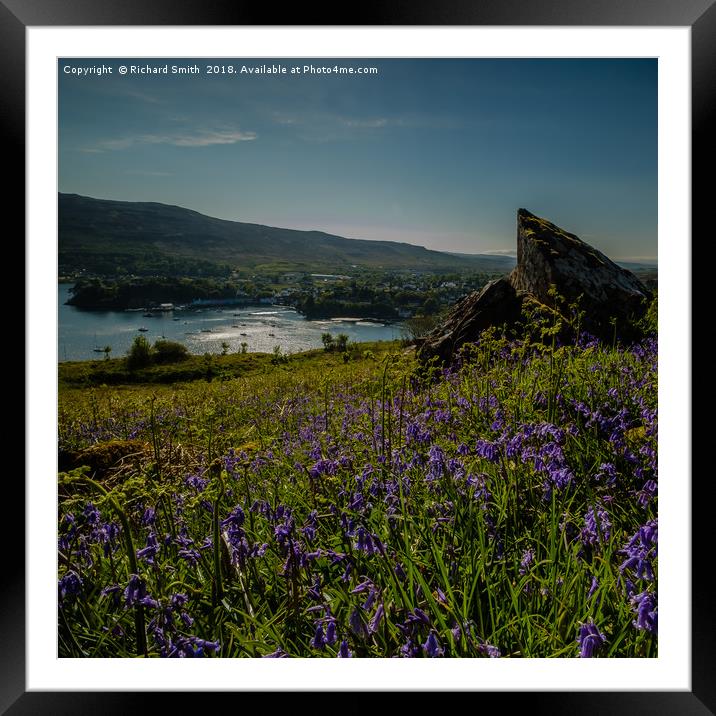 Portree from a carpet of Bluebells on Ben Chracaig Framed Mounted Print by Richard Smith