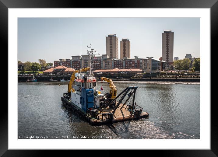Dredging the River Wear   Framed Mounted Print by Ray Pritchard