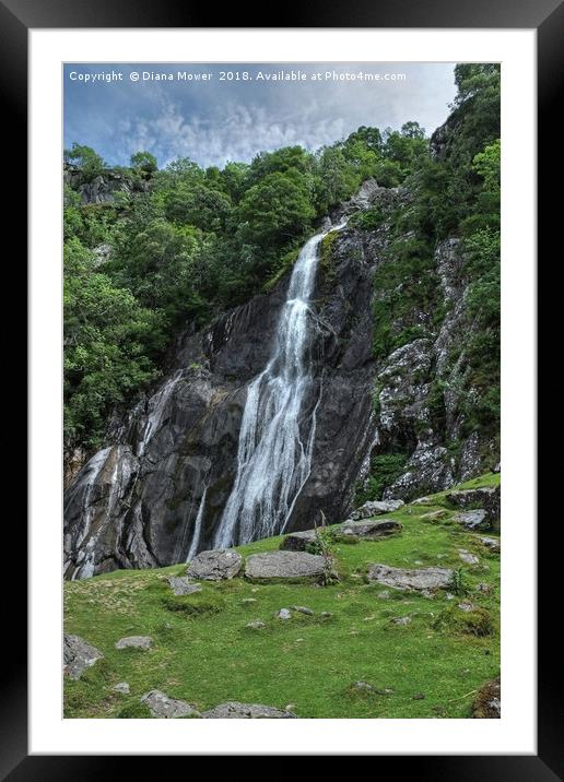 Aber Falls Snowdonia  Framed Mounted Print by Diana Mower
