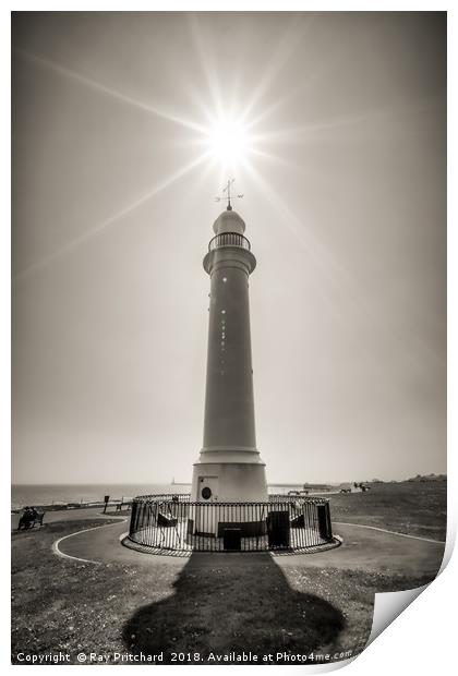 Old South Pier Lighthouse Print by Ray Pritchard