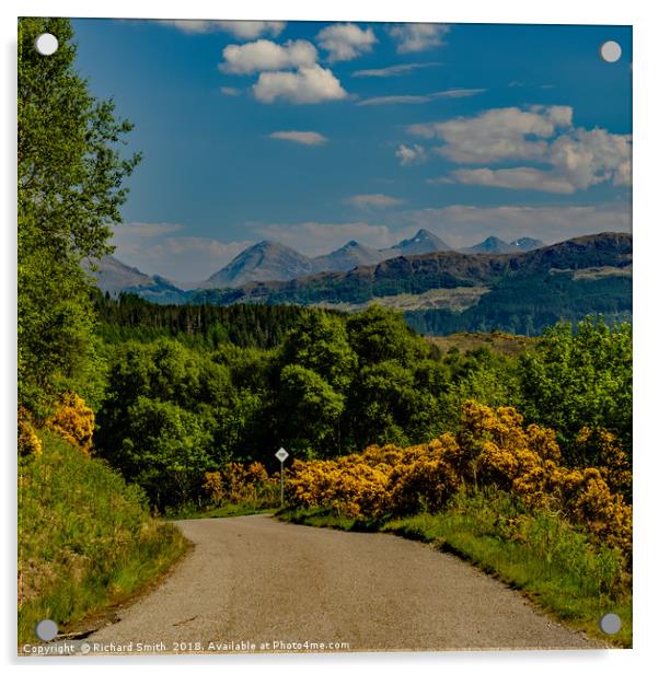 The Five Sisters from a road to Plockton Acrylic by Richard Smith