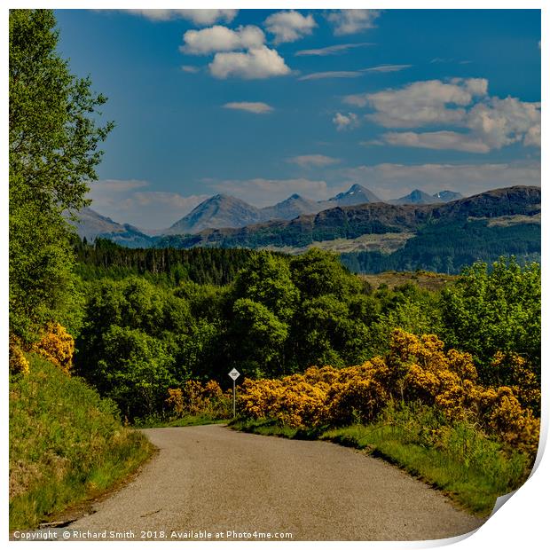 The Five Sisters from a road to Plockton Print by Richard Smith