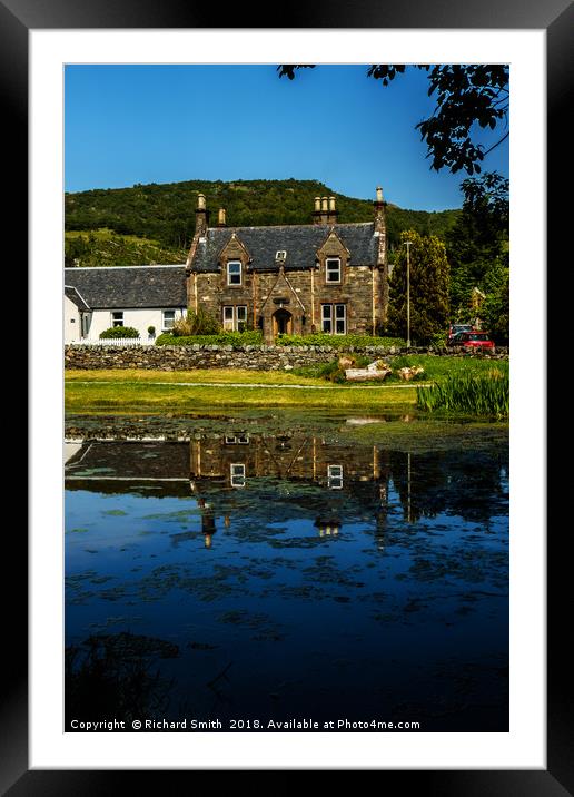 Reflections in the pond at Balmacara Square Framed Mounted Print by Richard Smith
