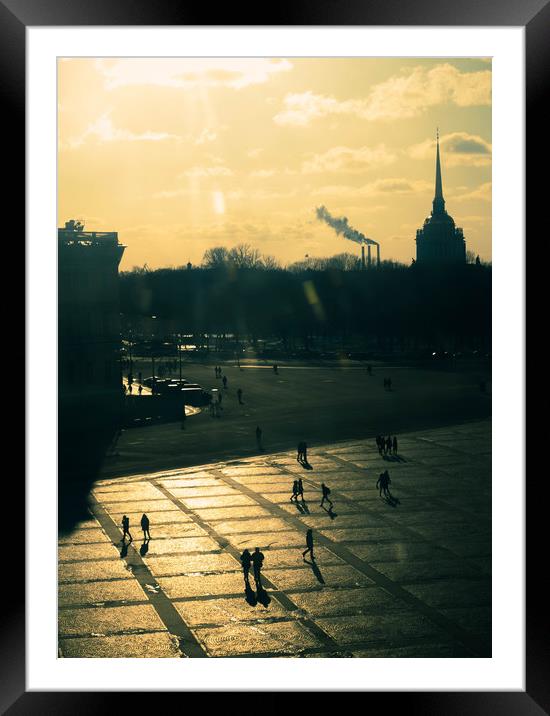 Sunset at the Palace Square, St. Petersburg Framed Mounted Print by Larisa Siverina