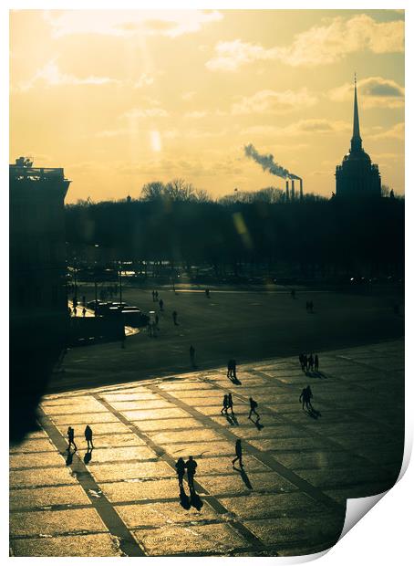 Sunset at the Palace Square, St. Petersburg Print by Larisa Siverina