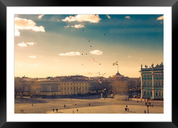 Sunset at the Palace Square, St. Petersburg Framed Mounted Print by Larisa Siverina