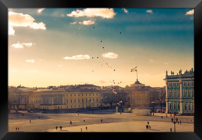 Sunset at the Palace Square, St. Petersburg Framed Print by Larisa Siverina