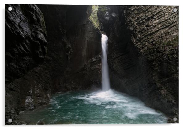 The Enigmatic Slap Kozjak Waterfall Acrylic by rawshutterbug 