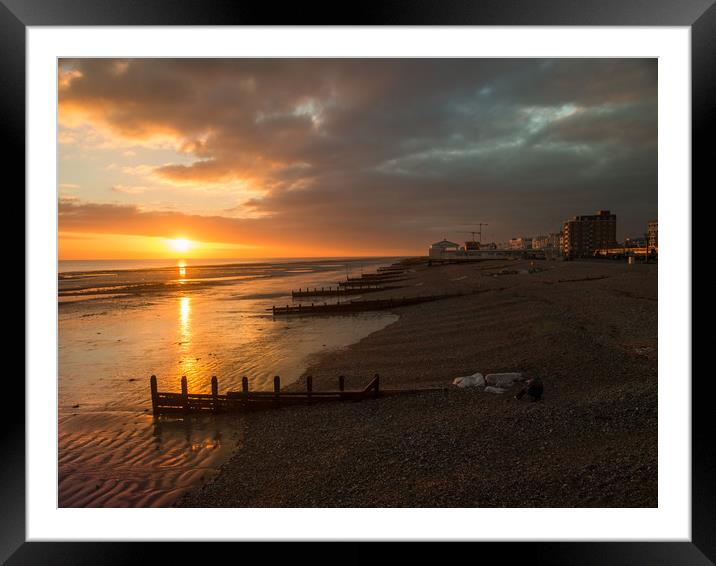 Worthing Sunset Sussex Framed Mounted Print by Clive Eariss