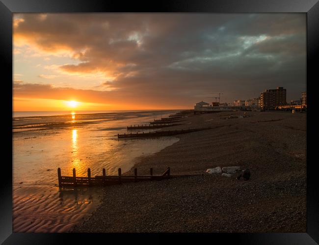 Worthing Sunset Sussex Framed Print by Clive Eariss
