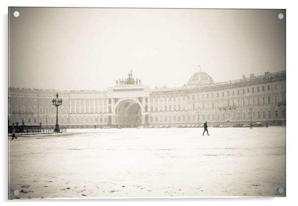 Snowy St. Petersburg Acrylic by Larisa Siverina