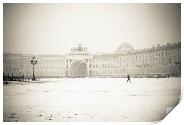 Snowy St. Petersburg Print by Larisa Siverina
