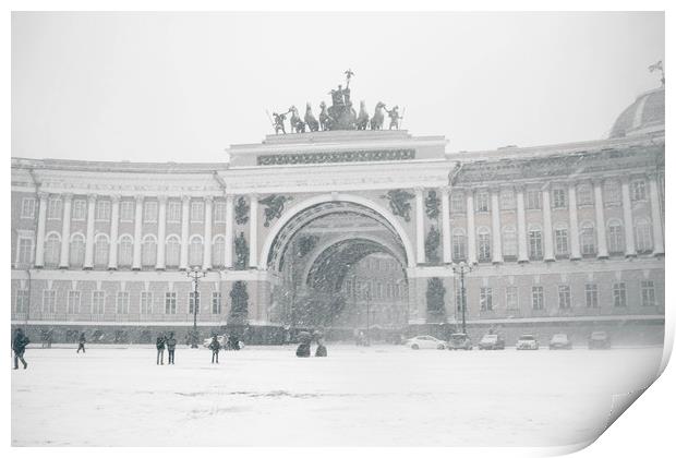 Snowy St. Petersburg Print by Larisa Siverina